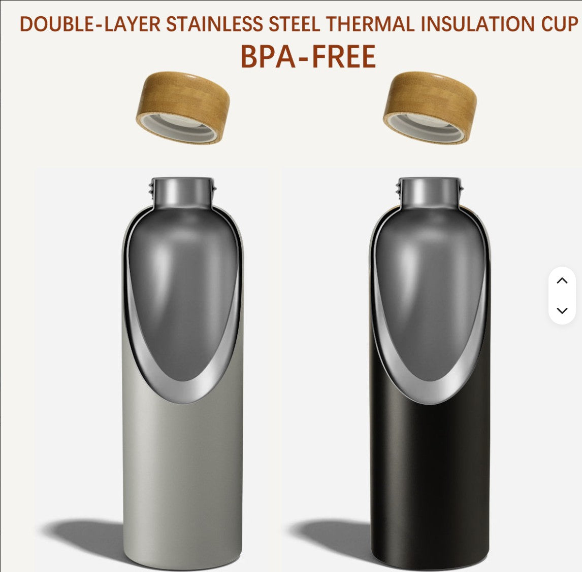Cutaway illustration showing the bottle's double-wall construction and removable lid