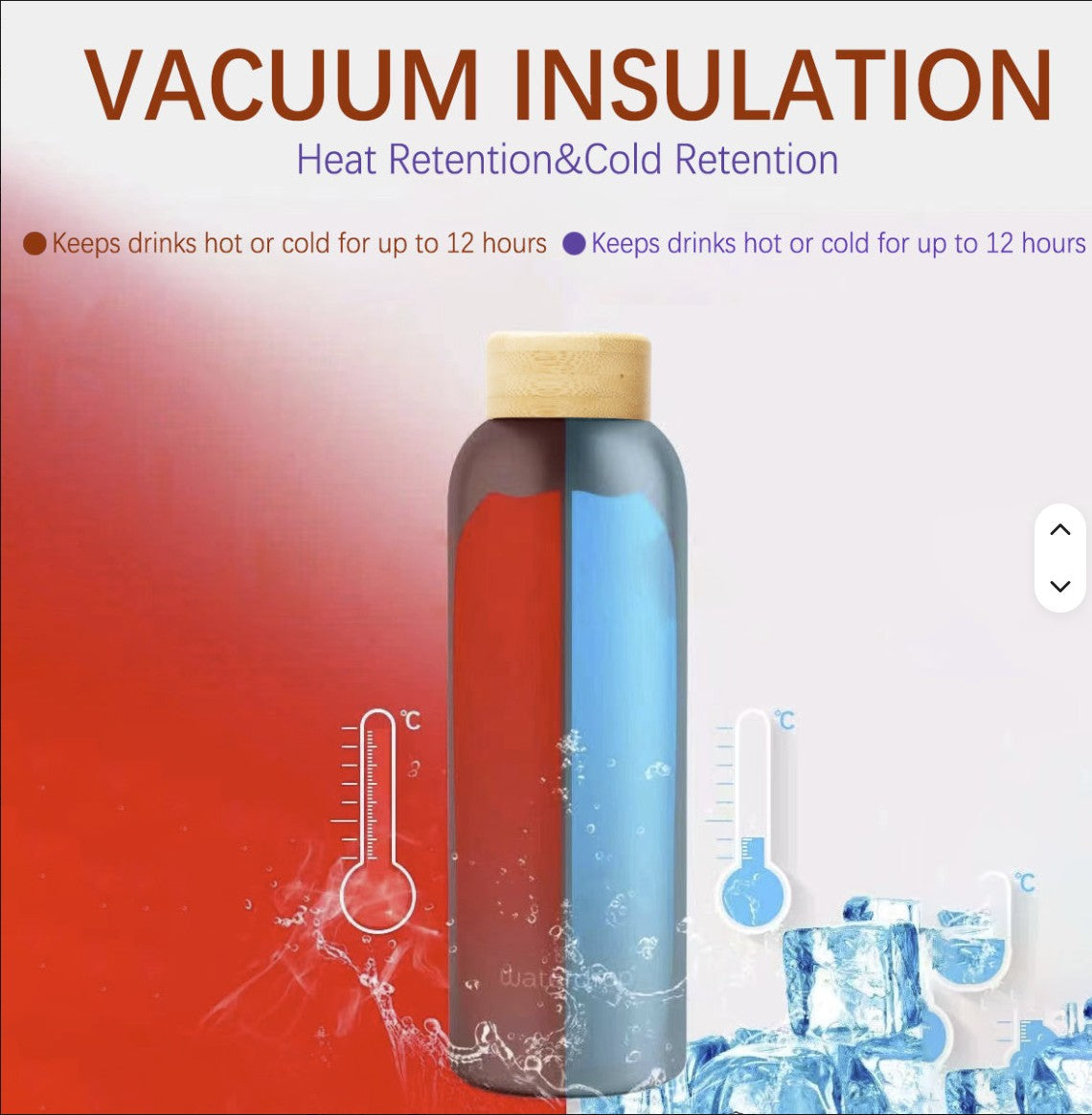 Diagram illustrating hot and cold drink insulation in a bottle