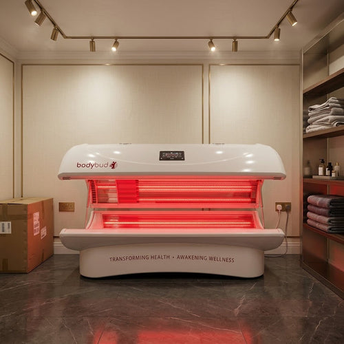 bodybud GlowBed Pro white full-body red light therapy chamber