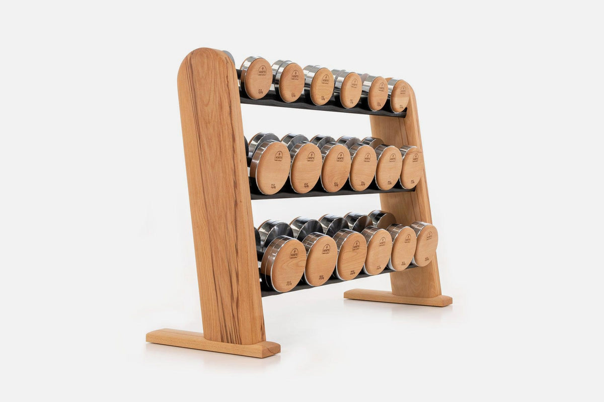 NOHRD DumbBells & Solid Wood Rack